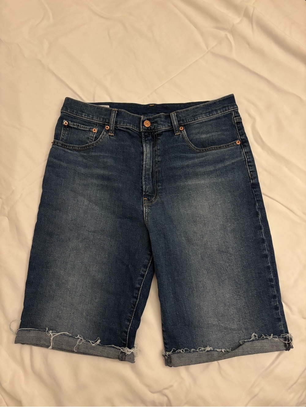 NWOT GAP Dark Wash Denim 9” Cutoff Bermuda Jean Shorts High Rise Wo Sz 31 12Tall